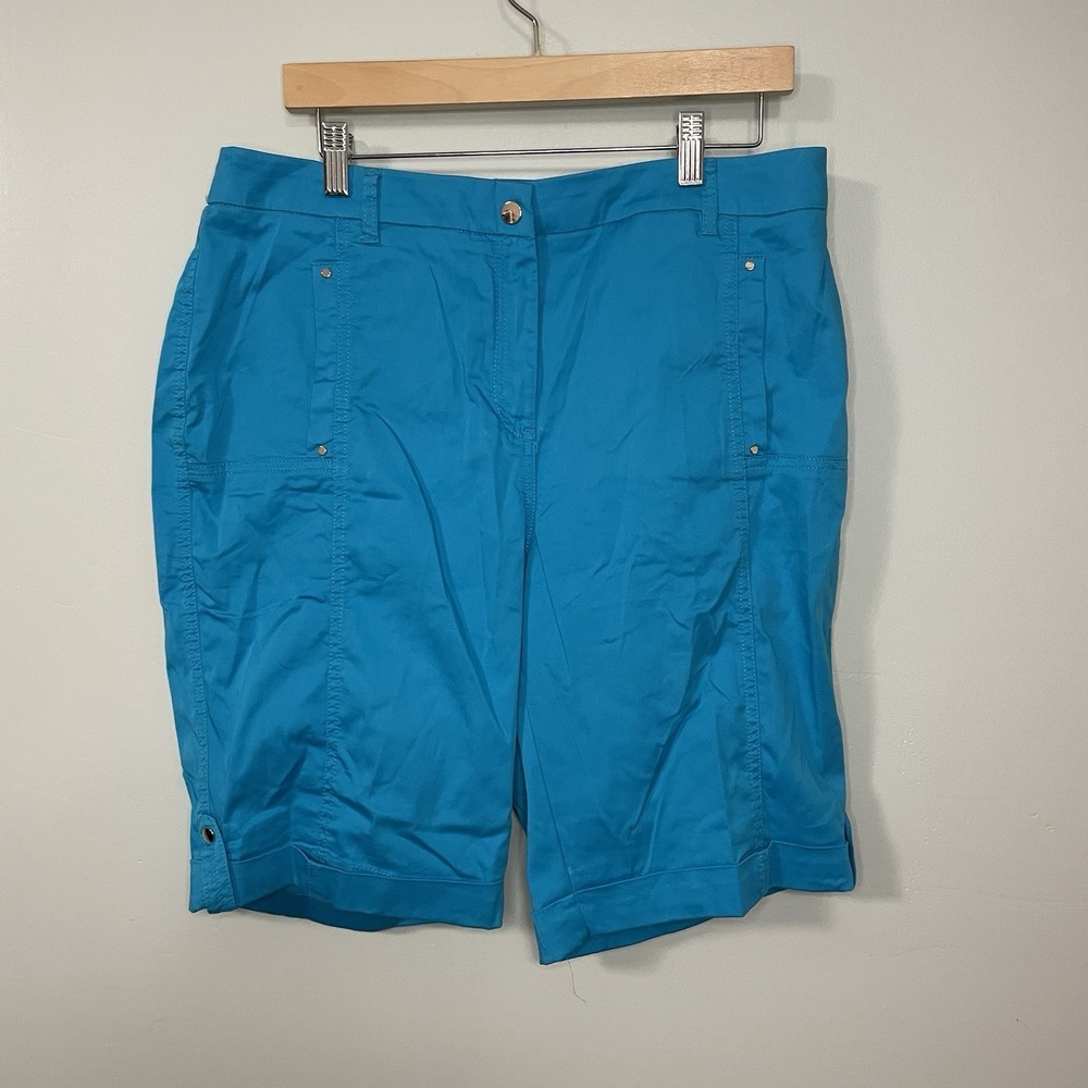 Chico's Women's Bermuda Shorts Lightweight Blue Stretch‎ 10" Inseam Size 2/Large